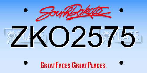 ZKO2575 South Dakota License Plate
