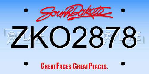 ZKO2878 South Dakota License Plate