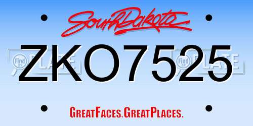 ZKO7525 South Dakota License Plate