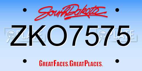 ZKO7575 South Dakota License Plate