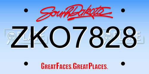 ZKO7828 South Dakota License Plate