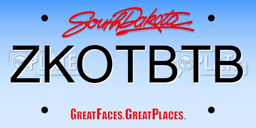 ZKOTBTB South Dakota License Plate