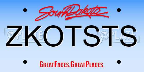 ZKOTSTS South Dakota License Plate