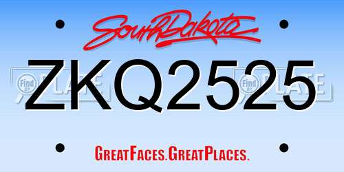 ZKQ2525 South Dakota License Plate