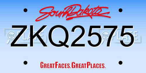 ZKQ2575 South Dakota License Plate