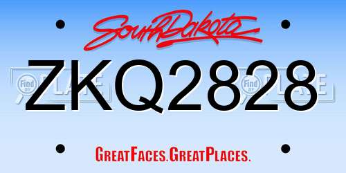 ZKQ2828 South Dakota License Plate