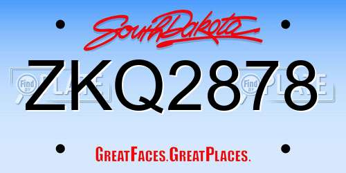 ZKQ2878 South Dakota License Plate