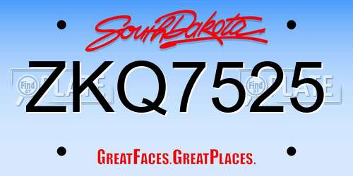 ZKQ7525 South Dakota License Plate
