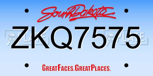 ZKQ7575 South Dakota License Plate