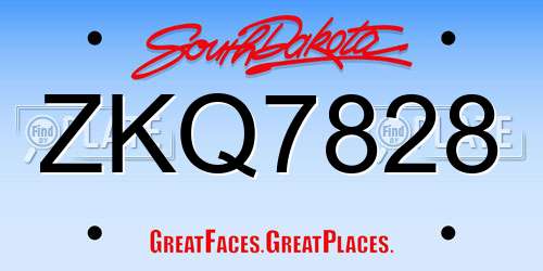ZKQ7828 South Dakota License Plate