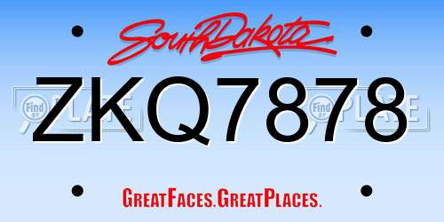 ZKQ7878 South Dakota License Plate