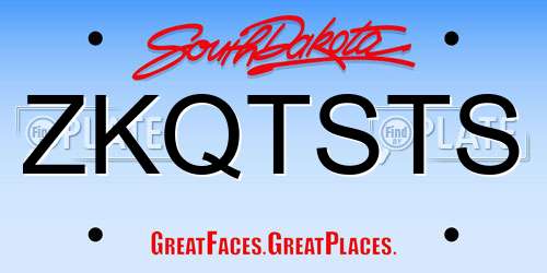 ZKQTSTS South Dakota License Plate