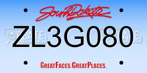 ZL3G080 South Dakota License Plate