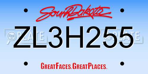ZL3H255 South Dakota License Plate