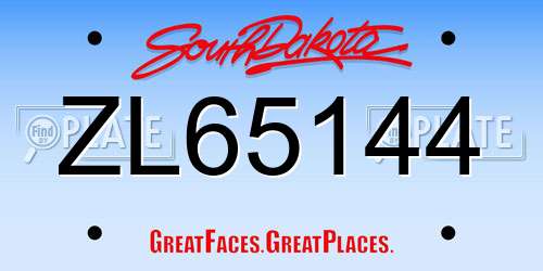 ZL65144 South Dakota License Plate