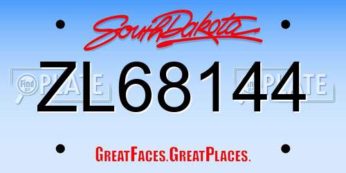 ZL68144 South Dakota License Plate