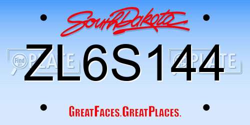 ZL6S144 South Dakota License Plate
