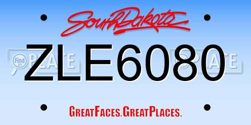 ZLE6080 South Dakota License Plate