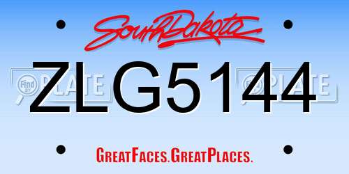 ZLG5144 South Dakota License Plate