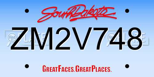 ZM2V748 South Dakota License Plate