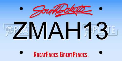 ZMAH13 South Dakota License Plate