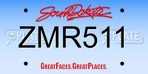 ZMR511 South Dakota License Plate