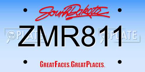 ZMR811 South Dakota License Plate