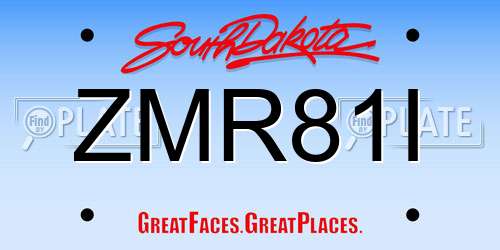 ZMR81I South Dakota License Plate