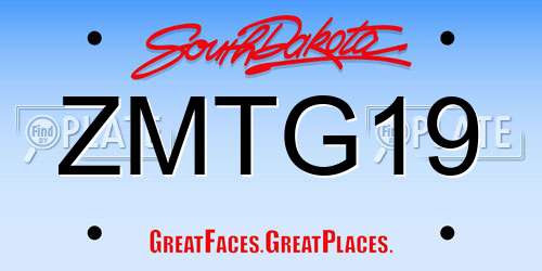 ZMTG19 South Dakota License Plate
