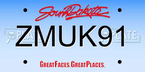 ZMUK91 South Dakota License Plate