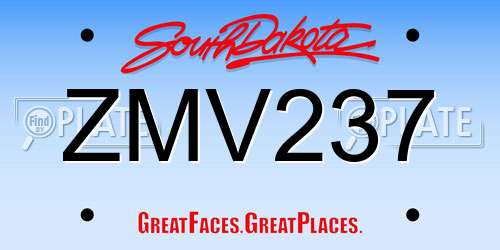 ZMV237 South Dakota License Plate