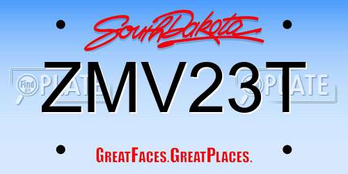 ZMV23T South Dakota License Plate