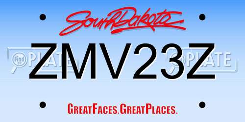 ZMV23Z South Dakota License Plate
