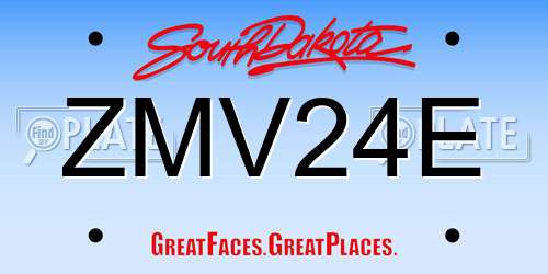 ZMV24E South Dakota License Plate