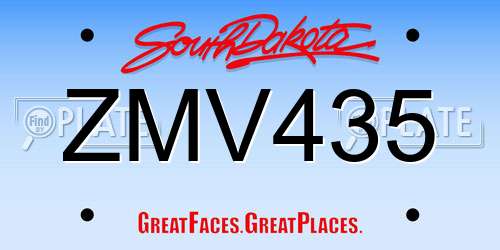 ZMV435 South Dakota License Plate