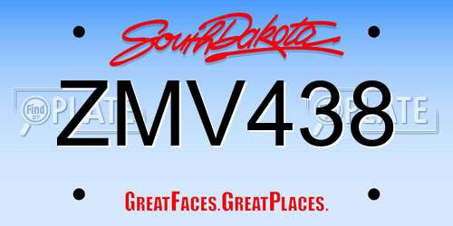 ZMV438 South Dakota License Plate