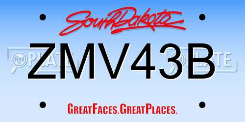 ZMV43B South Dakota License Plate