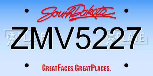 ZMV5227 South Dakota License Plate