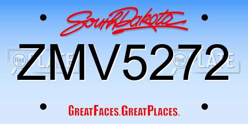 ZMV5272 South Dakota License Plate