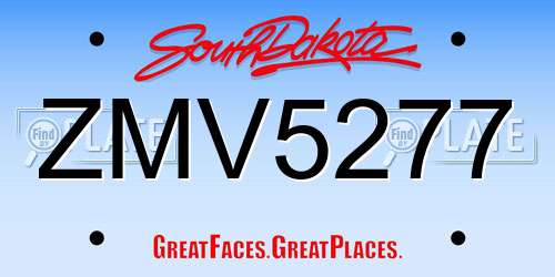 ZMV5277 South Dakota License Plate