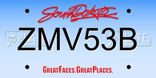ZMV53B South Dakota License Plate