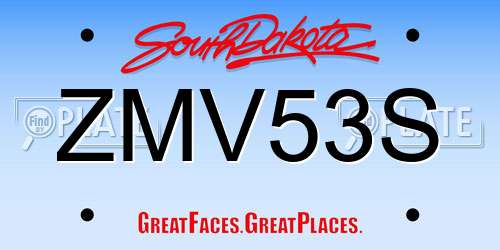 ZMV53S South Dakota License Plate