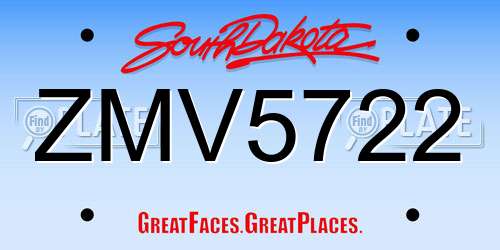 ZMV5722 South Dakota License Plate