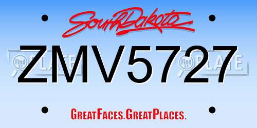 ZMV5727 South Dakota License Plate