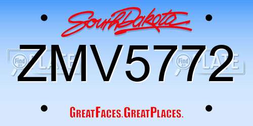 ZMV5772 South Dakota License Plate