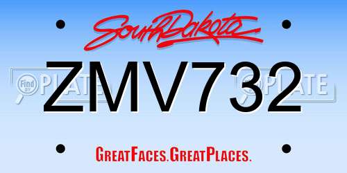 ZMV732 South Dakota License Plate