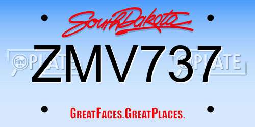 ZMV737 South Dakota License Plate