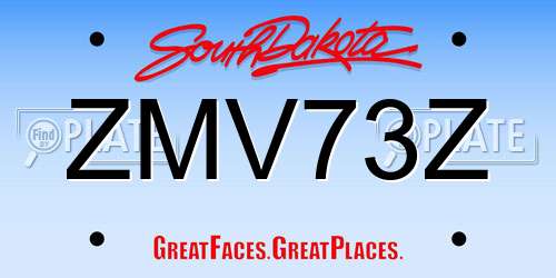 ZMV73Z South Dakota License Plate