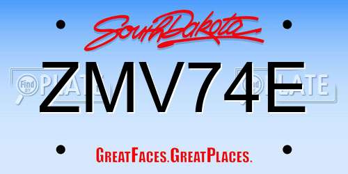 ZMV74E South Dakota License Plate