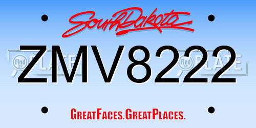 ZMV8222 South Dakota License Plate